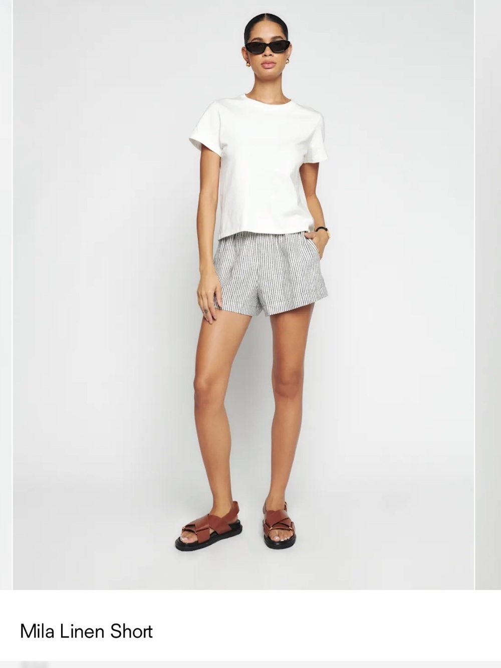 Reformation Mila Linen Stripe Shorts in Vineyard